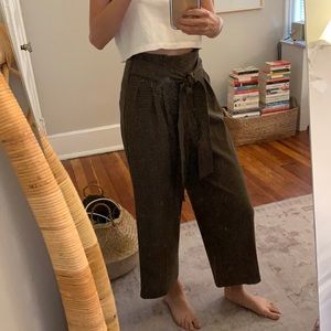 Brown checked tie pants